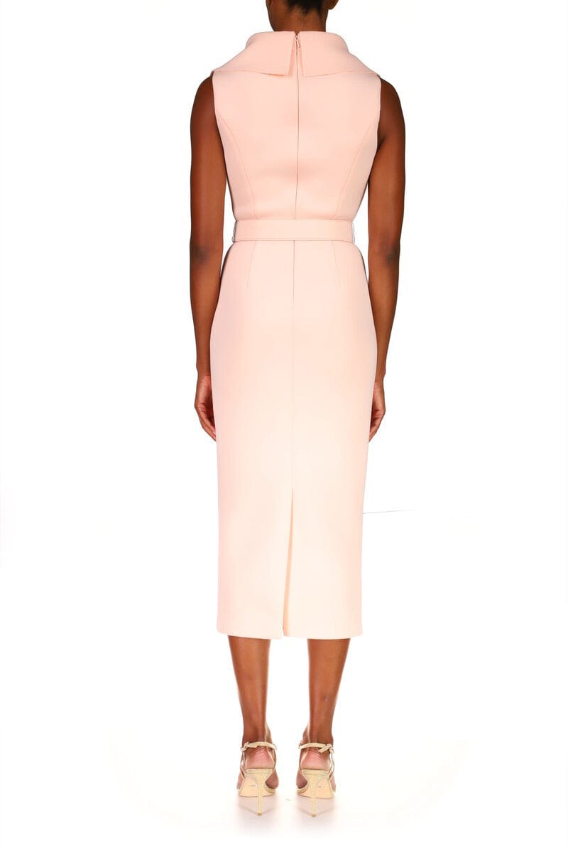 BADGLEY MISCHKA-Scuba Fitted Trench Day Dress-PALEPINK