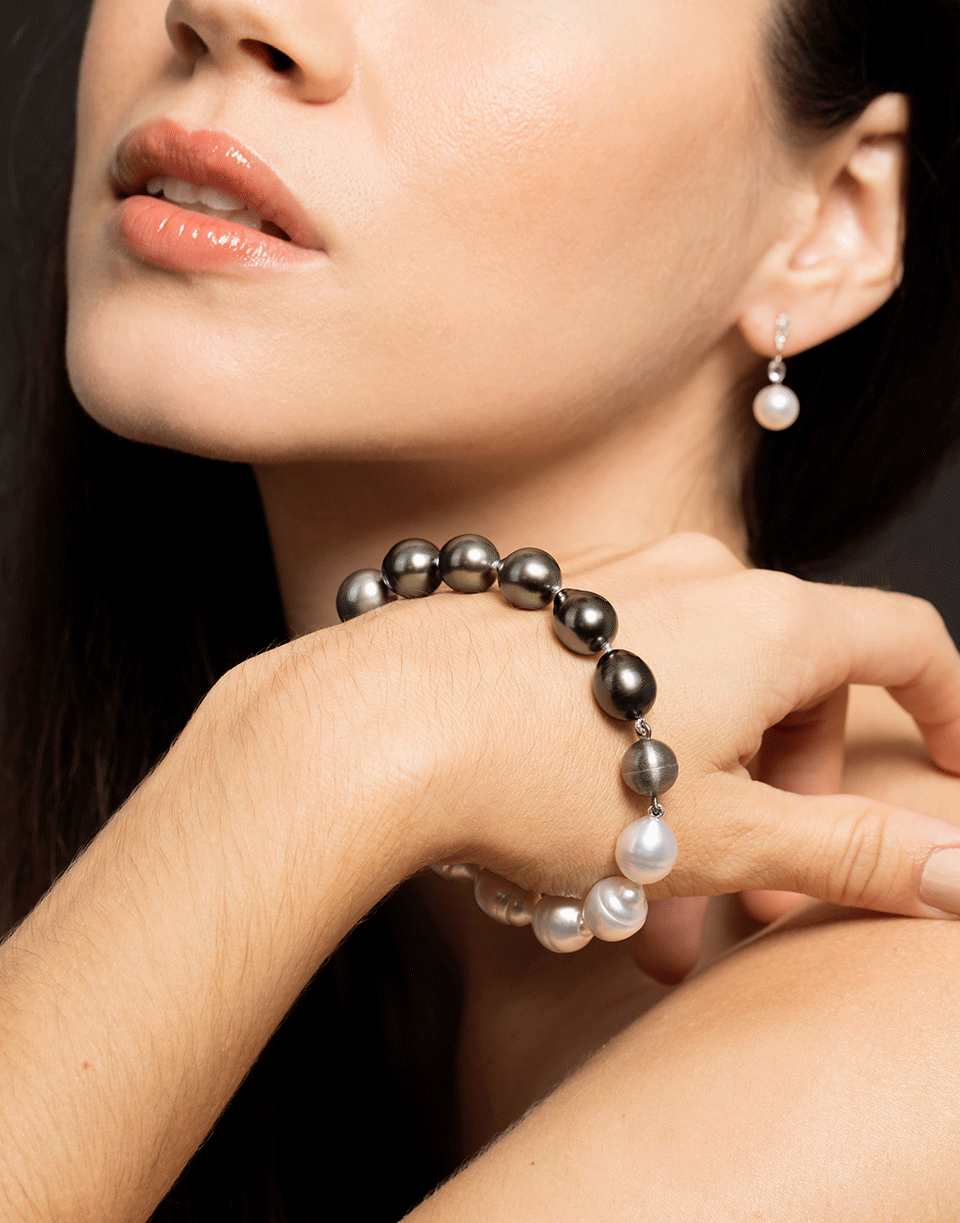 BAGGINS-Ombre Tahitian And White Pearl Bracelet-SILVER