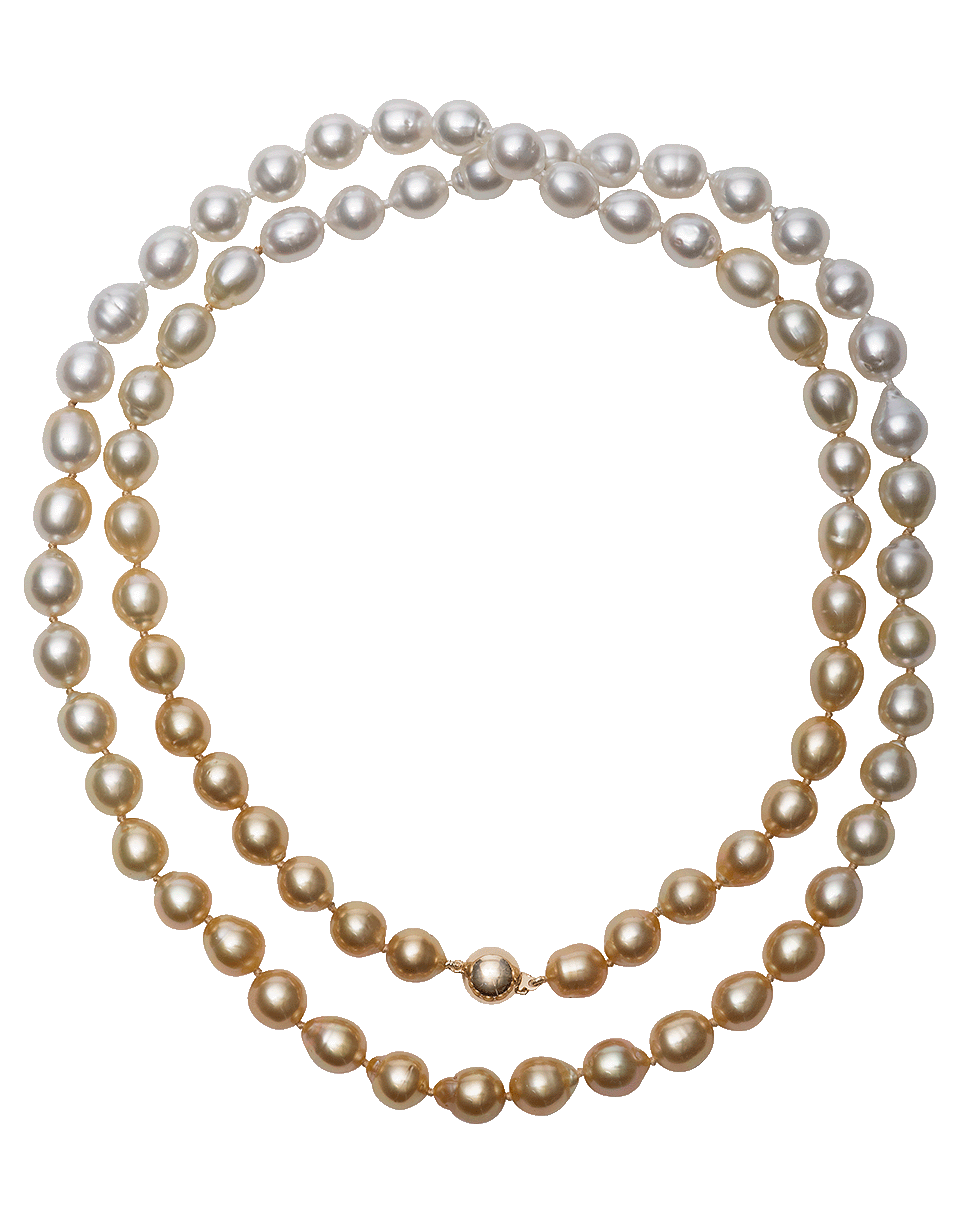 BAGGINS-Gold And White South Sea Pearl Necklace-YELLOW GOLD