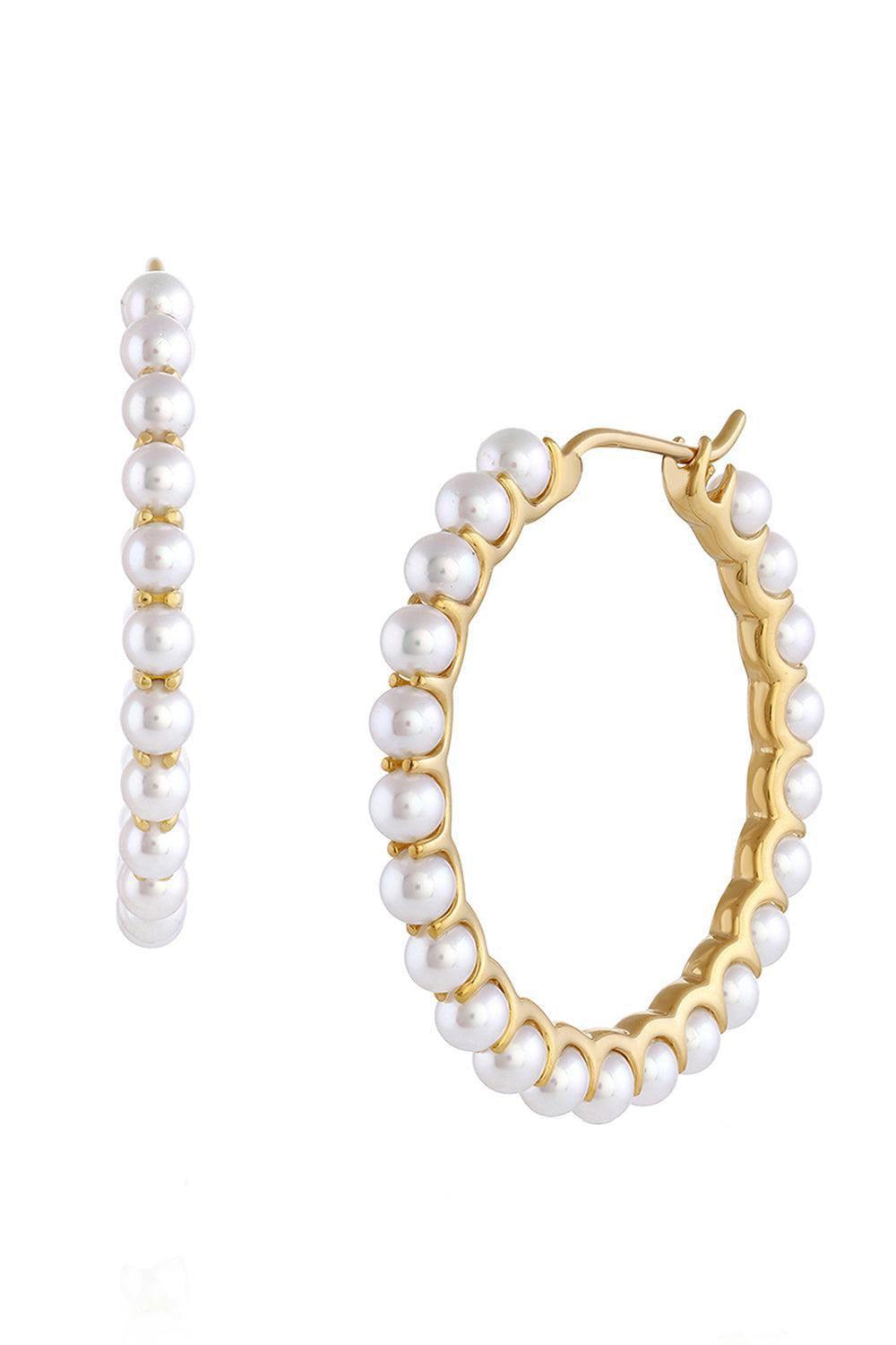 Medium Pearl Hoop Earrings