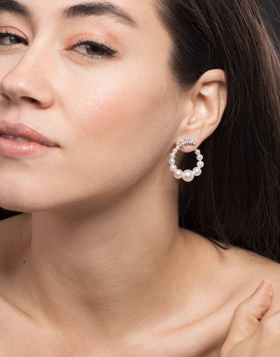 BAGGINS-Large Akoya Pearl Hoop Earrings-WHITE GOLD