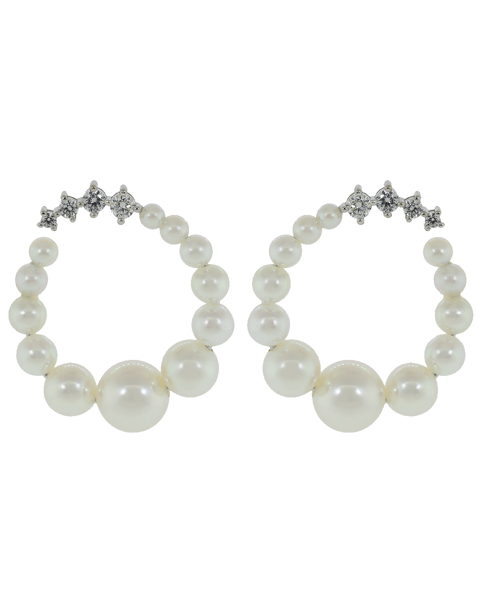 BAGGINS-Large Akoya Pearl Hoop Earrings-WHITE GOLD