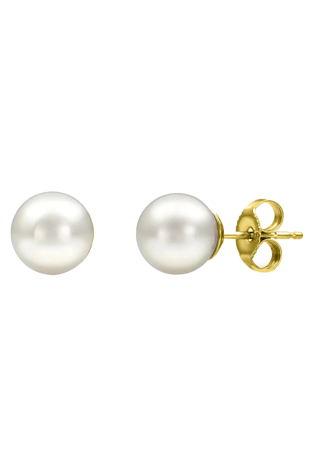 Akoya Pearl Round Stud Earrings - Yellow Gold - 5.5mm-YELLOW GOLD-JEWELRYFINE JEWELEARRING-BAGGINS