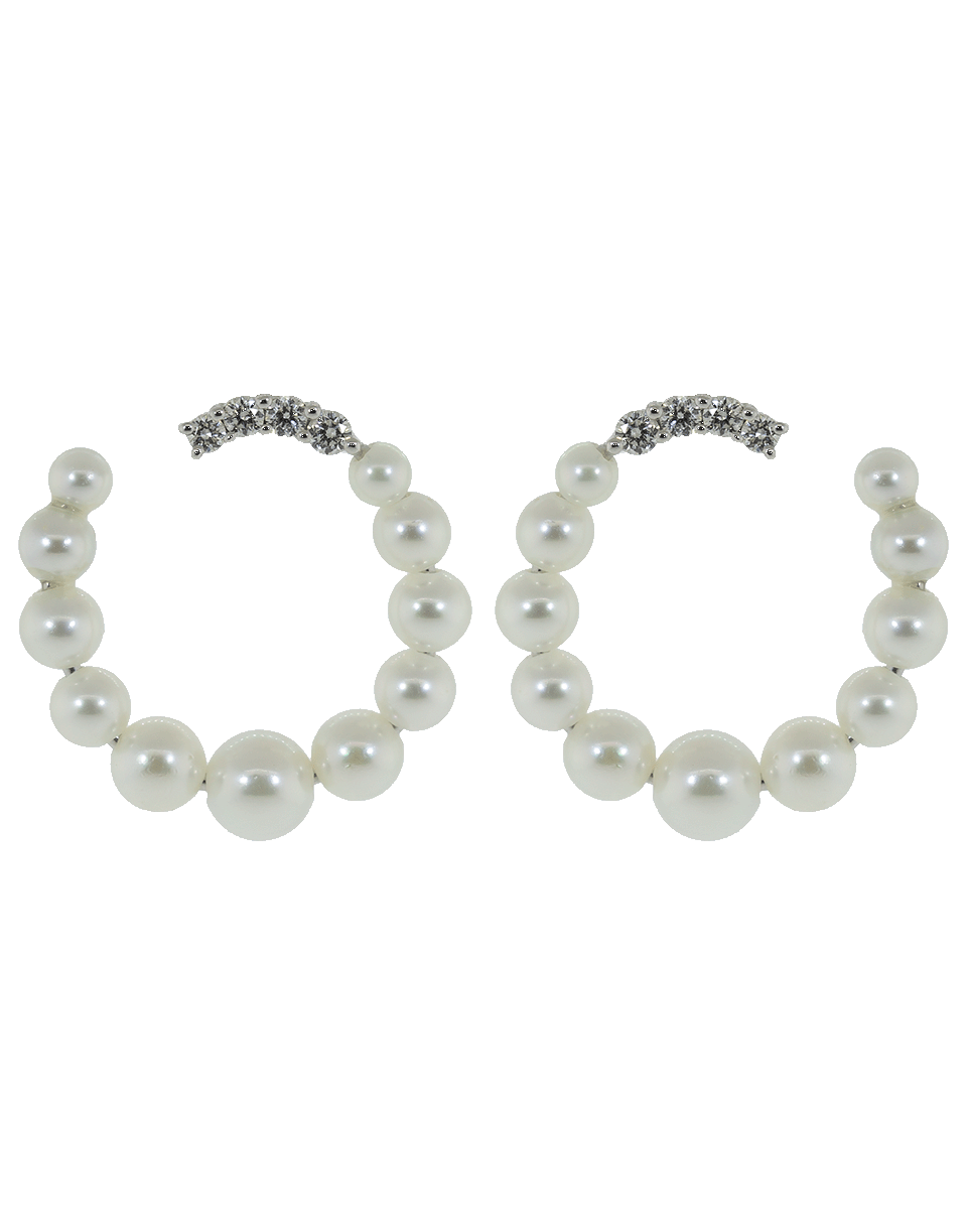 BAGGINS-Small Akoya Pearl Hoop Earrings-WHITE GOLD