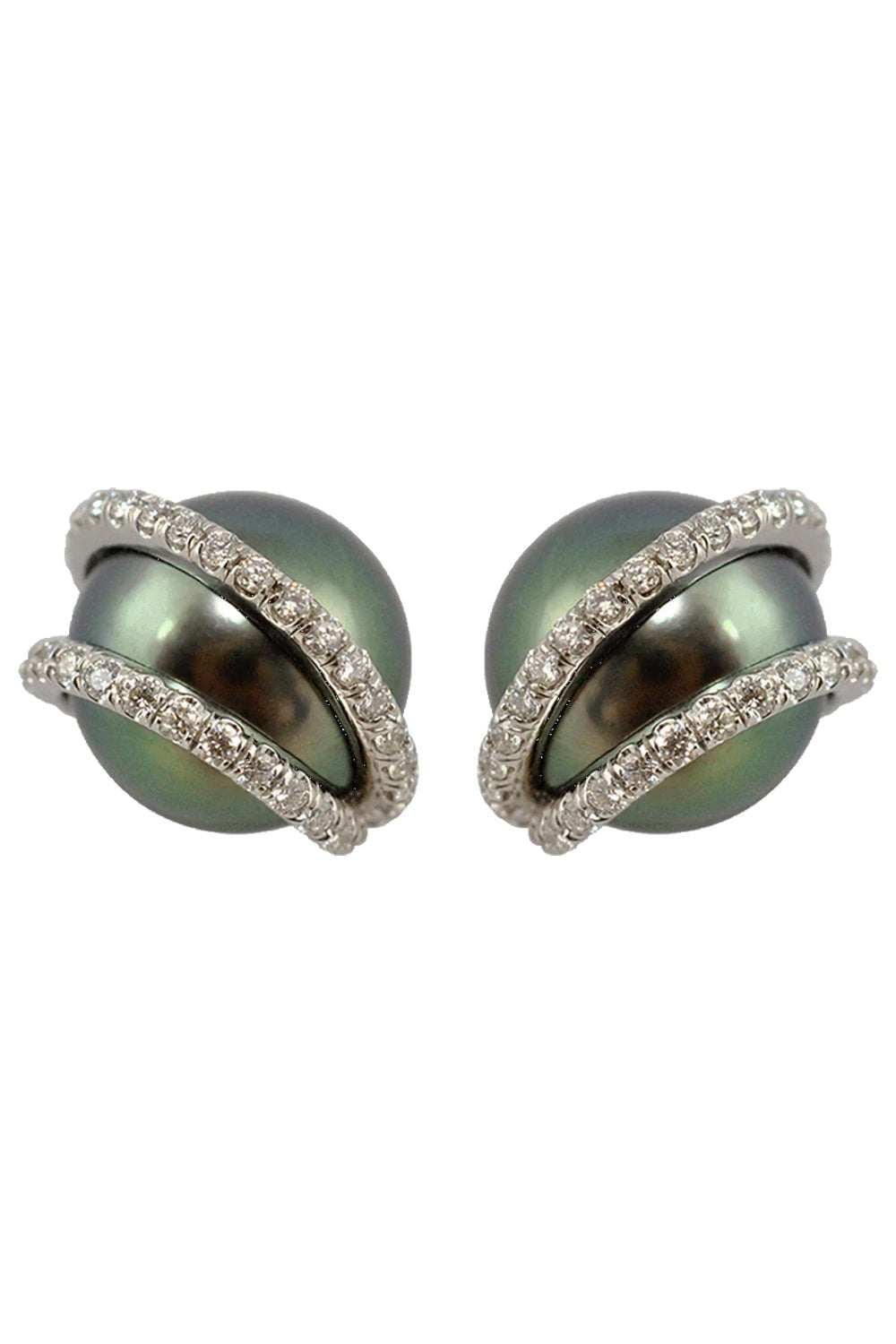 BAGGINS-Tahitian Pearl and Diamond Studs-WHITE GOLD