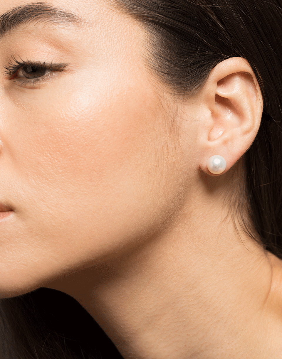 BAGGINS-White Akoya Pearl Stud Earrings-WHITE GOLD