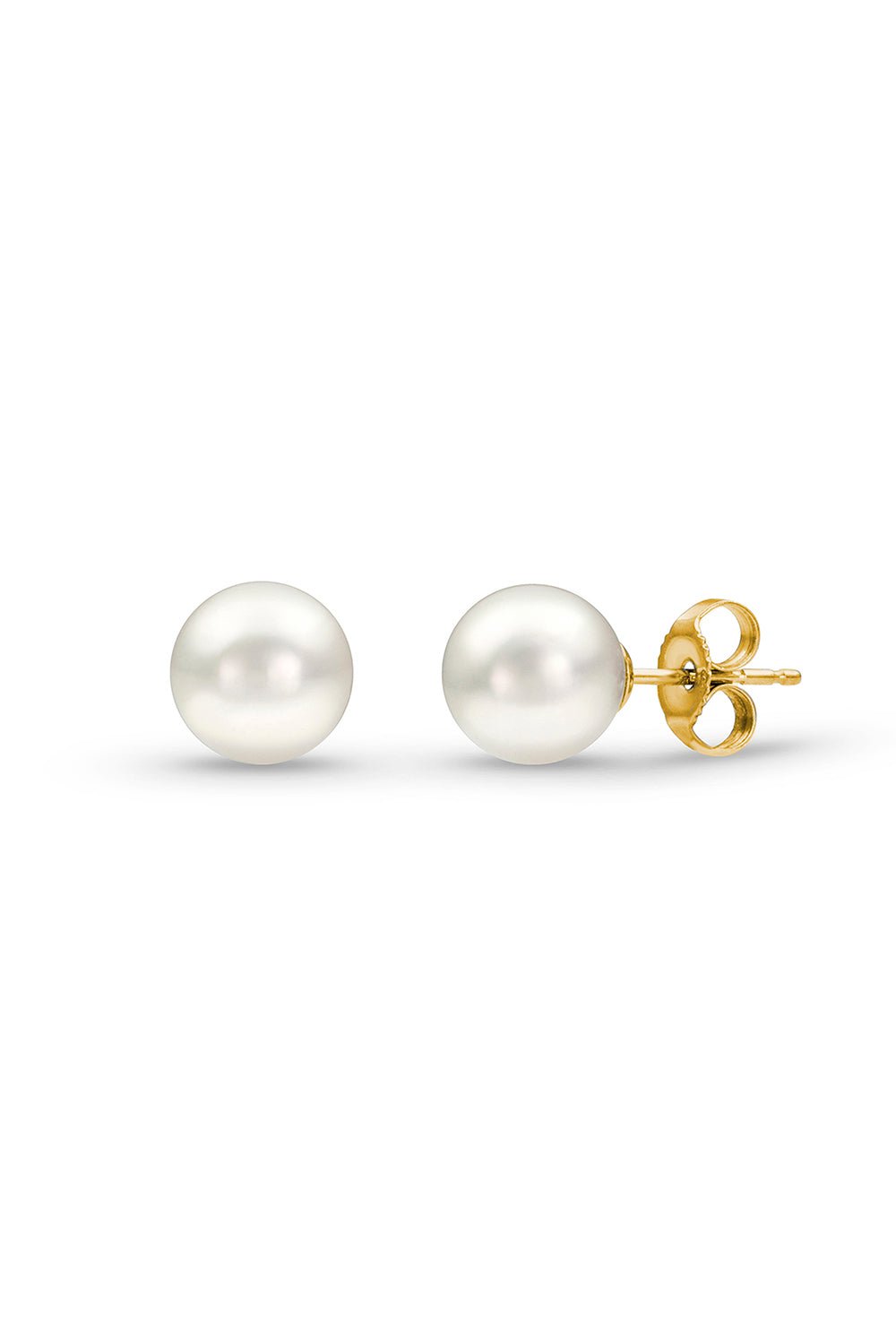 BAGGINS-Akoya Pearl Simple Stud Earrings - 6mm-YELLOW GOLD