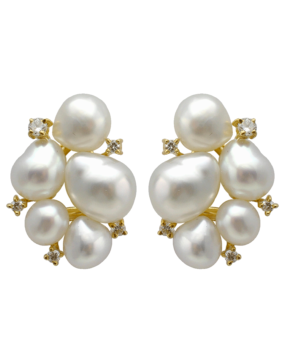 BAGGINS-South Sea Keshi Pearl Stud Earrings-YELLOW GOLD