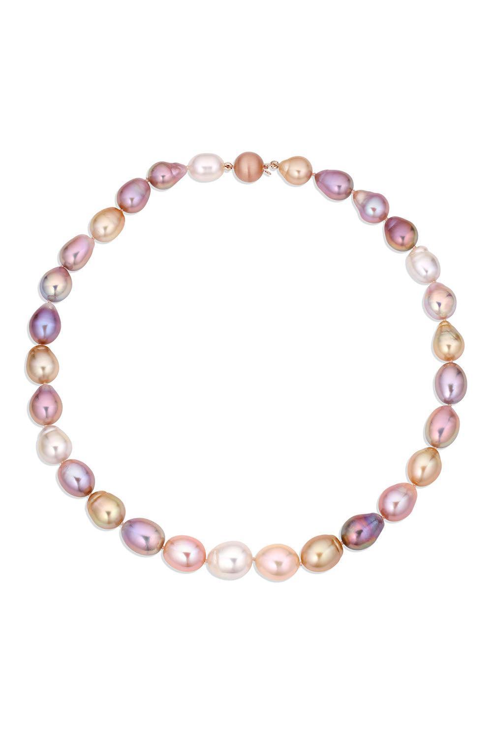 Multicolor Freshwater Pearl Necklace-ROSE GOLD-19.5-JEWELRYFINE JEWELNECKLACE O-BAGGINS