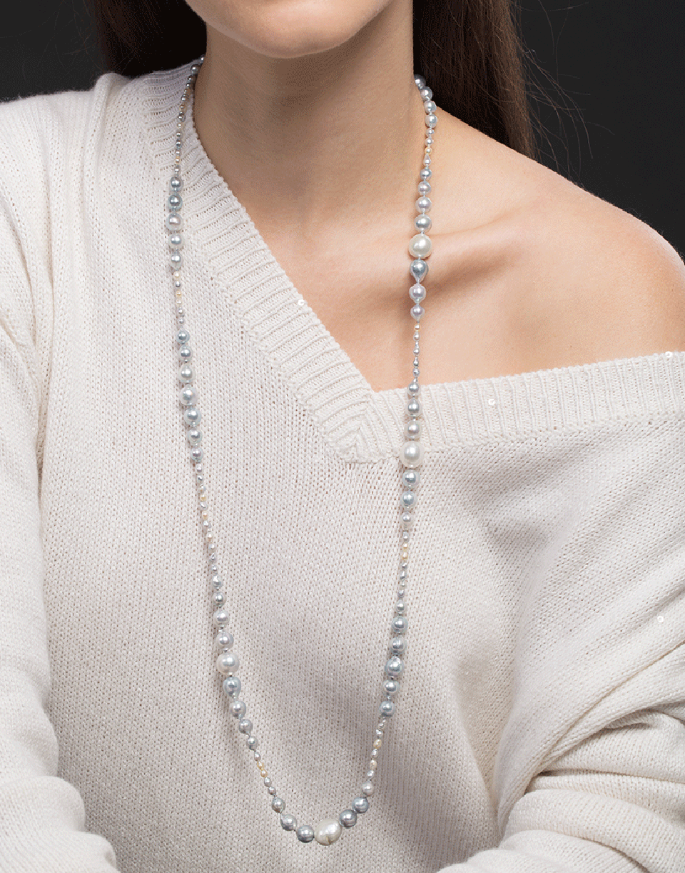 BAGGINS-Akoya and South Sea Pearl Necklace-SILVER