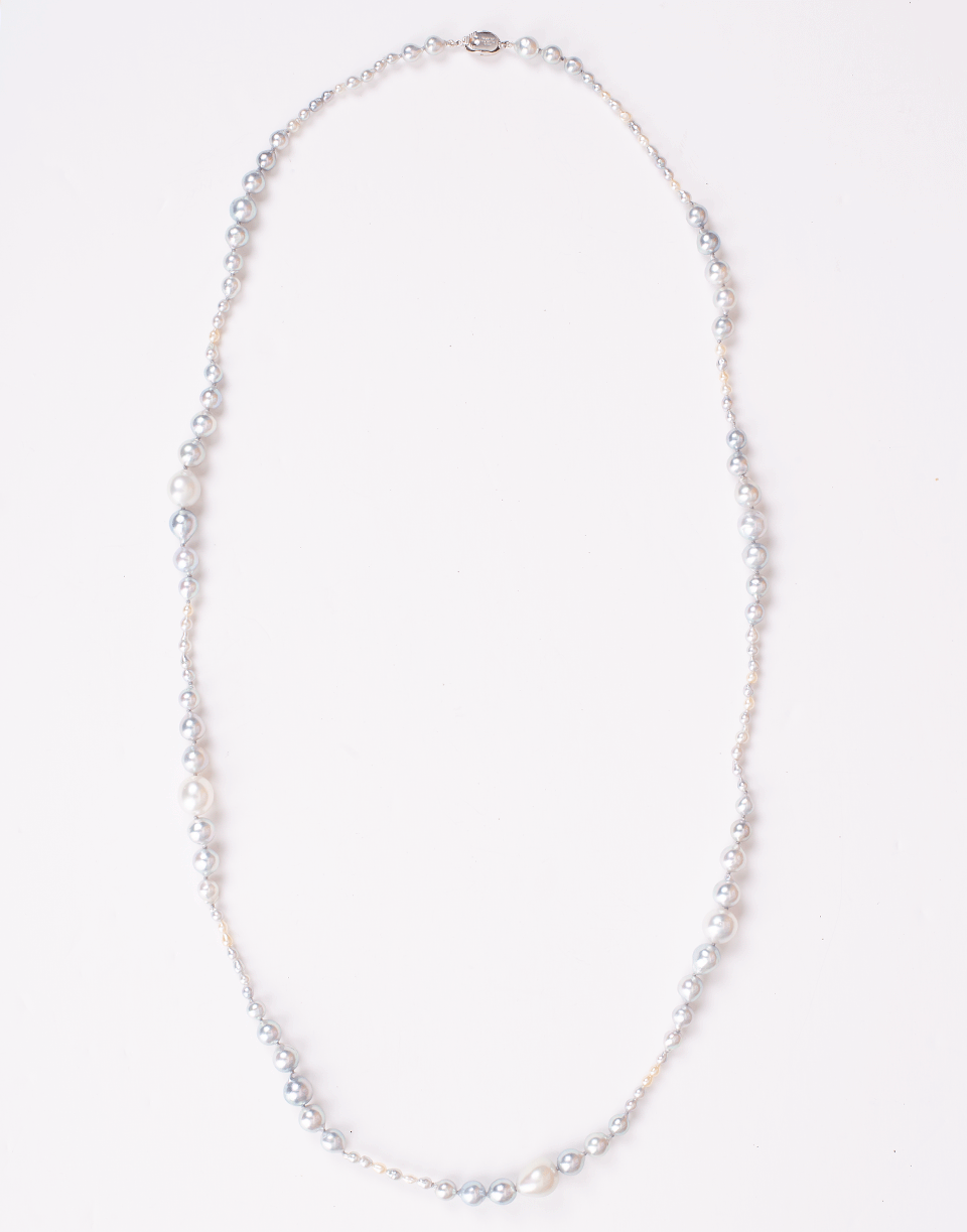 BAGGINS-Akoya and South Sea Pearl Necklace-SILVER