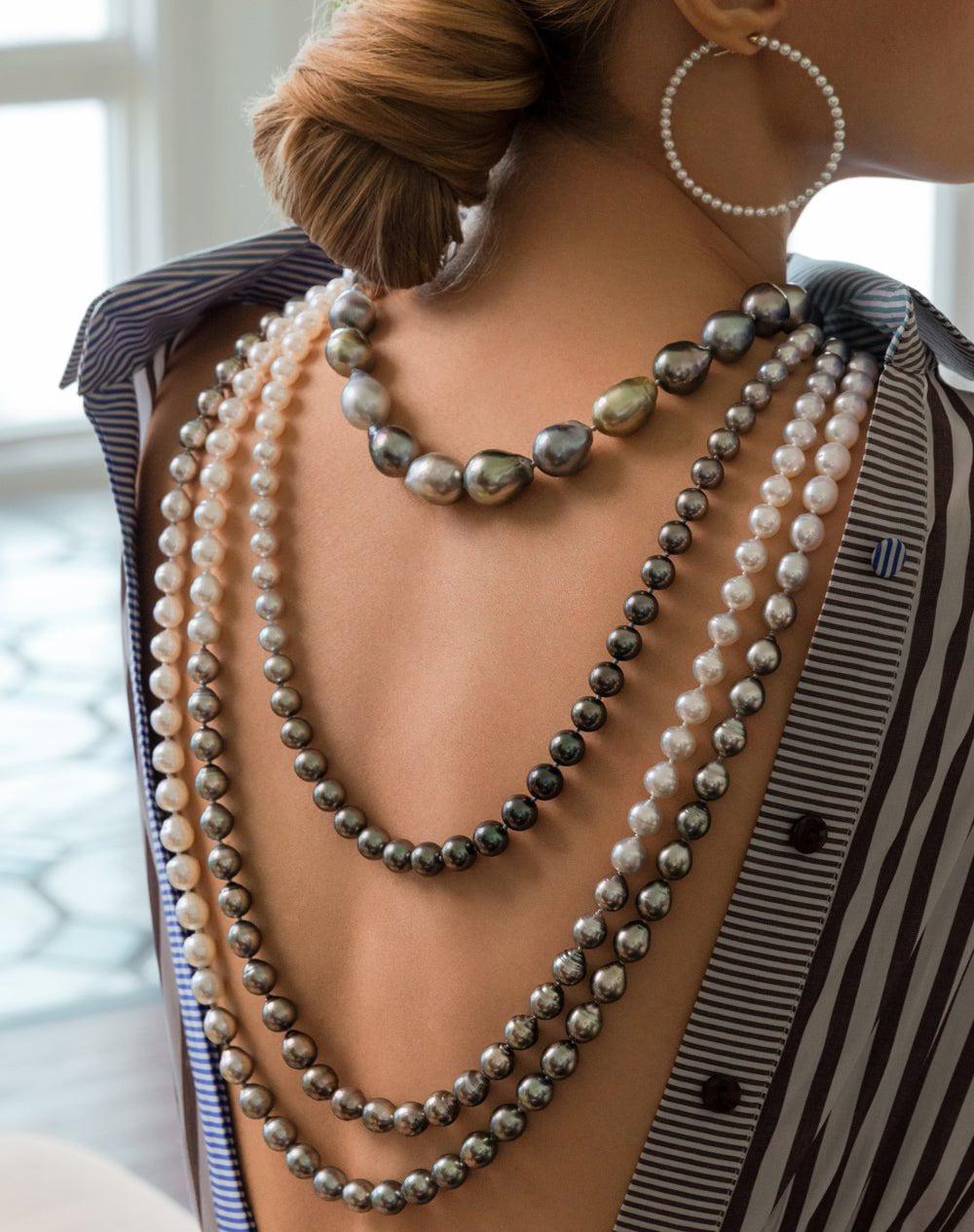 BAGGINS-Tahitian and White South Sea Pearl Necklace-SILVER