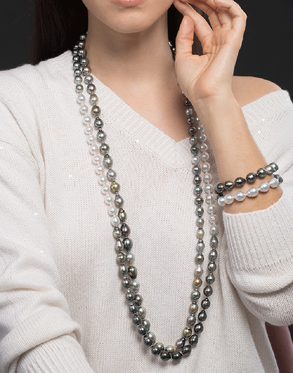 BAGGINS-Tahitian and White South Sea Pearl Necklace-SILVER