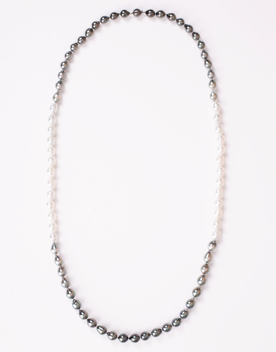 BAGGINS-Tahitian and White South Sea Pearl Necklace-SILVER