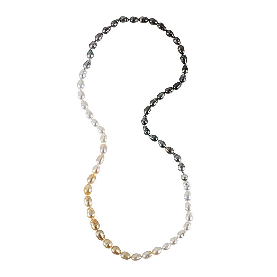 BAGGINS-Color Graduation Necklace with Tahitian White and Golden South Sea Pearls-WHITE