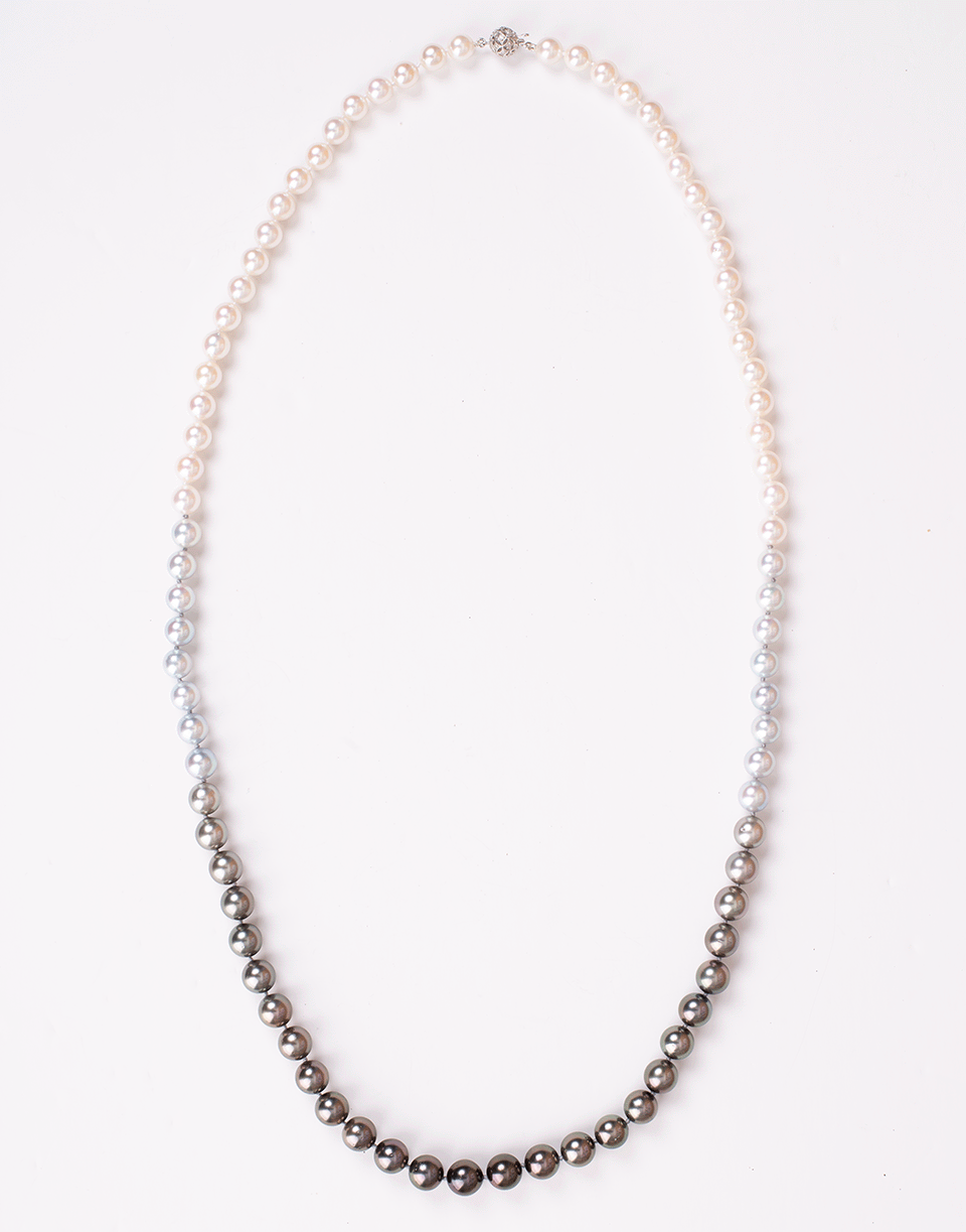 BAGGINS-Akoya and Tahitian Ombre Pearl Necklace-WHITE GOLD