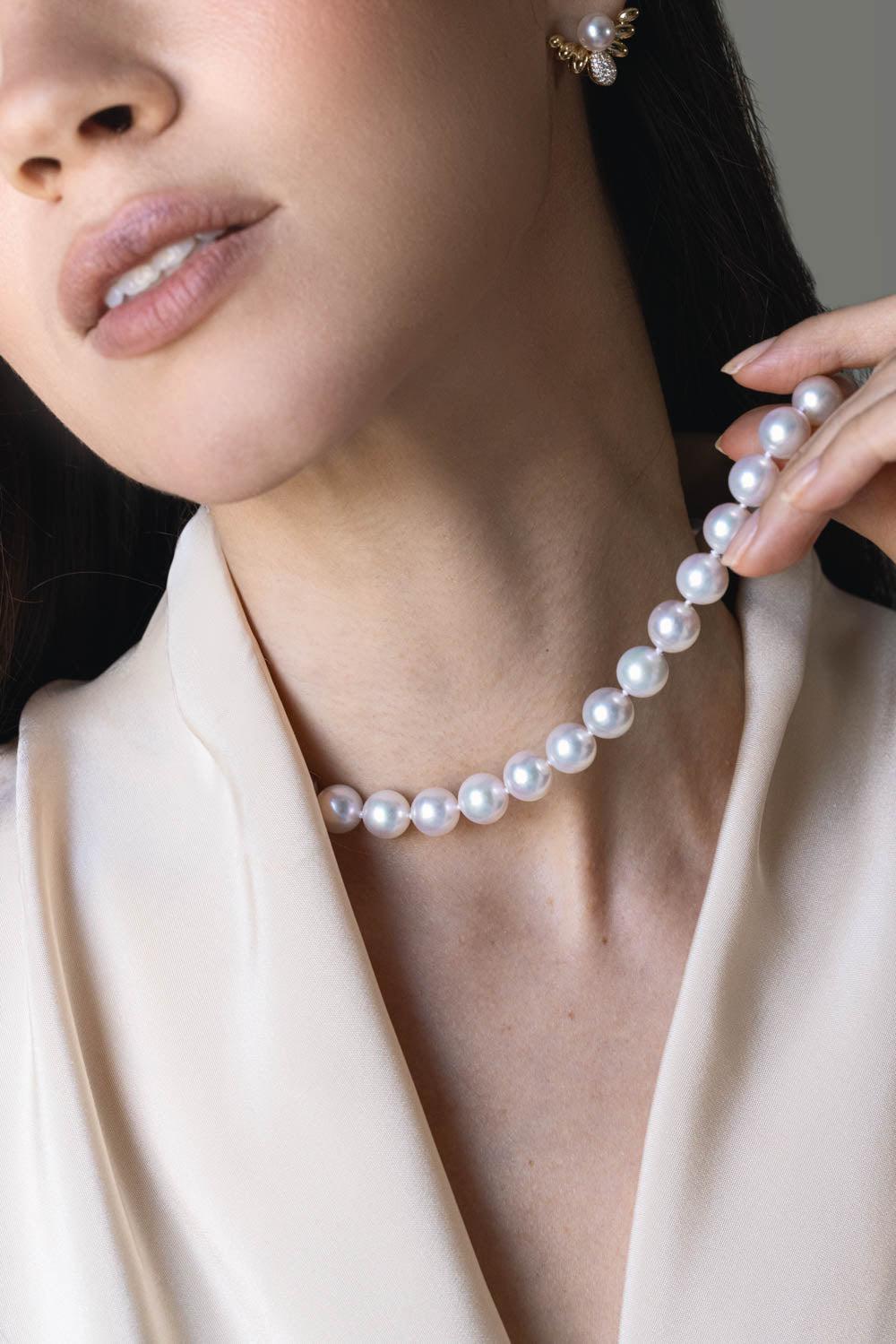 BAGGINS-Akoya Pearl Necklace-WHITE GOLD