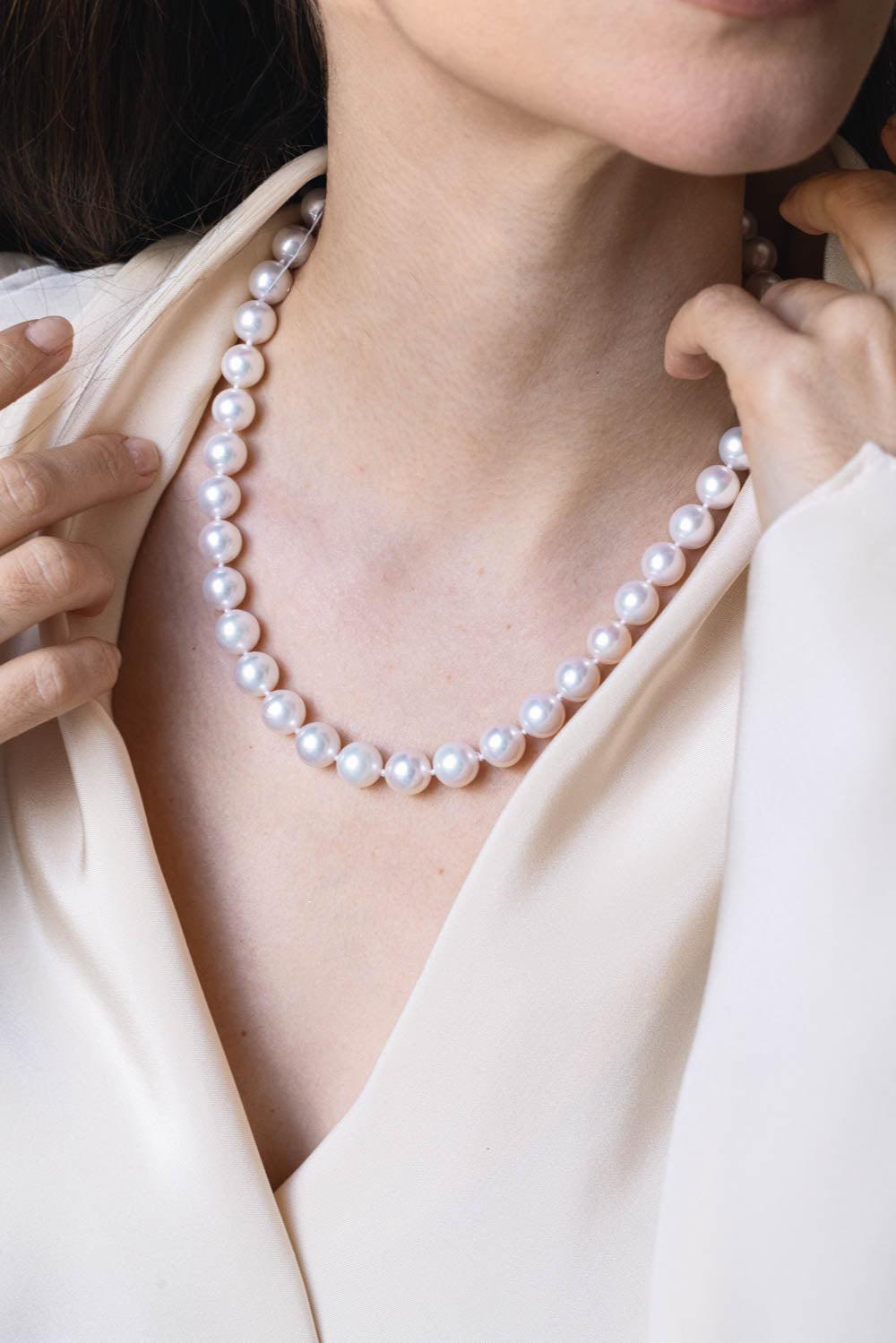 BAGGINS-Akoya Pearl Necklace-WHITE GOLD