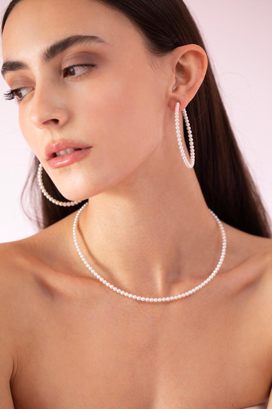 BAGGINS-Baby Akoya Round Pearl Necklace-WHITE GOLD