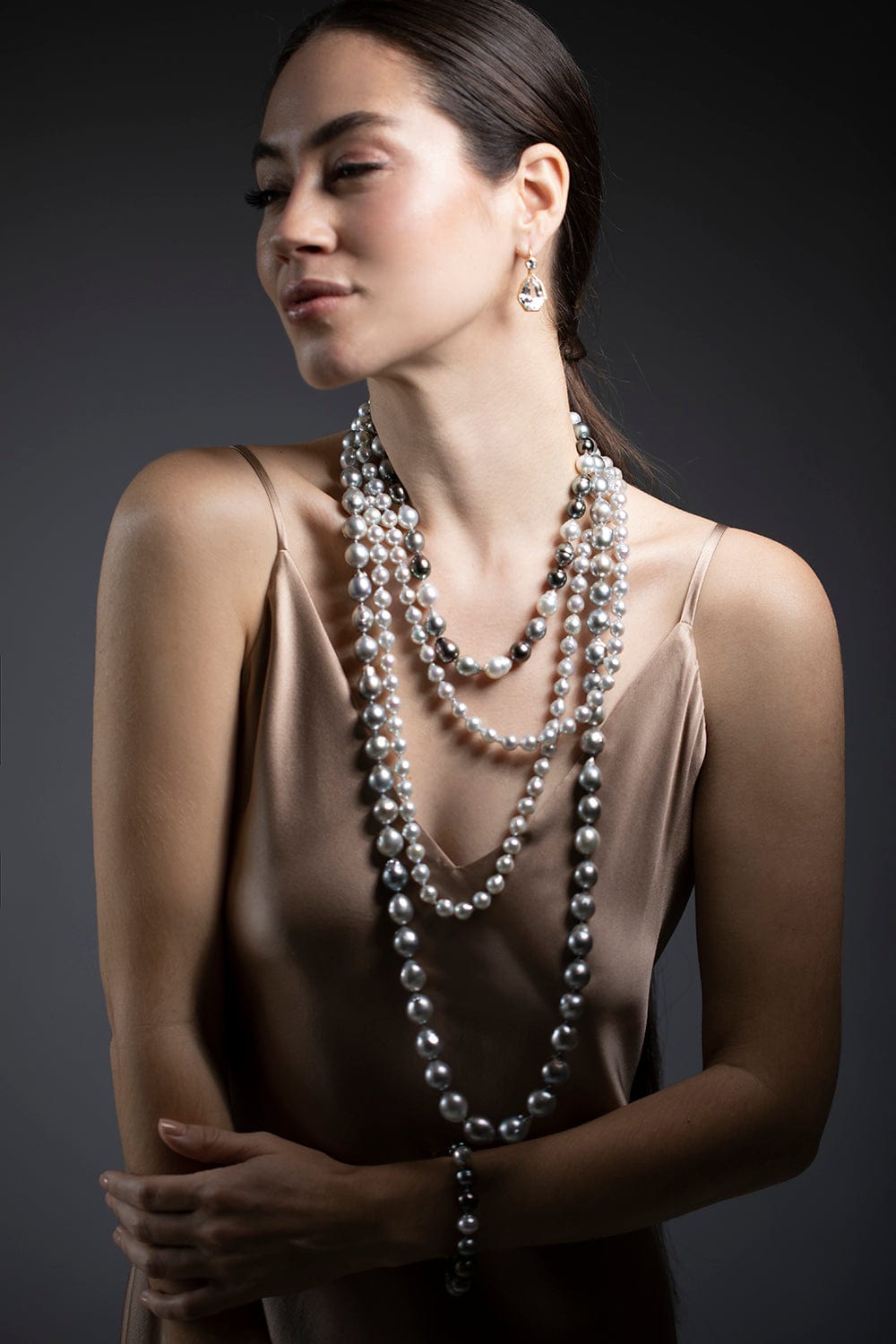 BAGGINS-Baroque Tahitian Pearl Necklace-WHITE GOLD