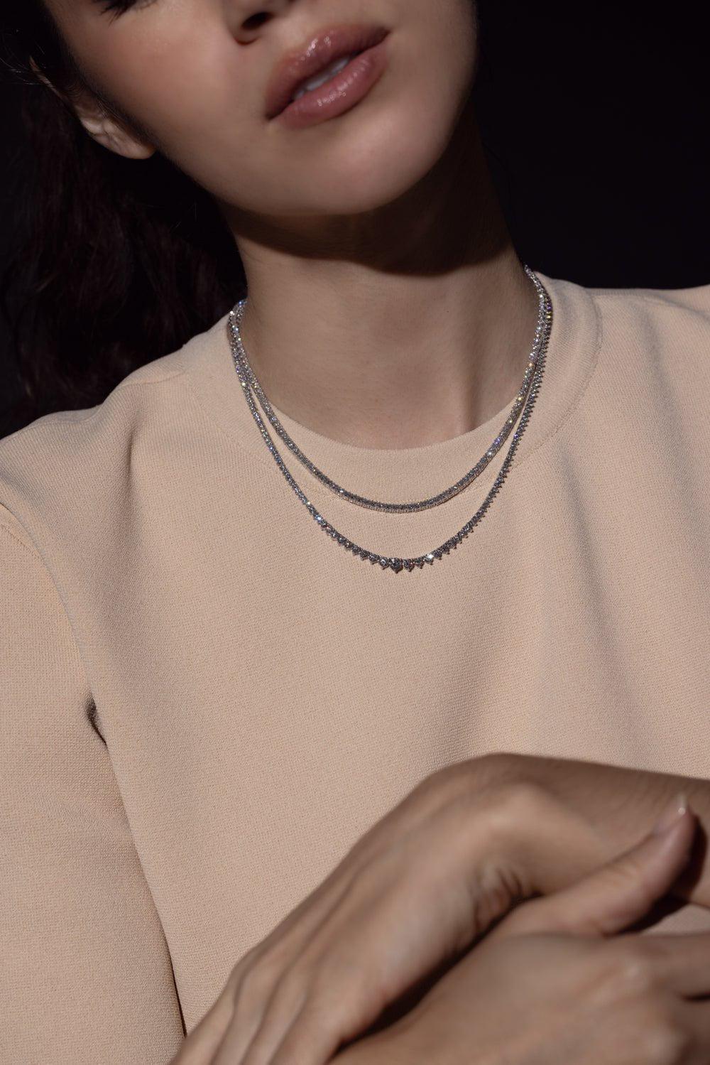 BAGGINS-Diamond Riviera Necklace - White Gold-WHITE GOLD
