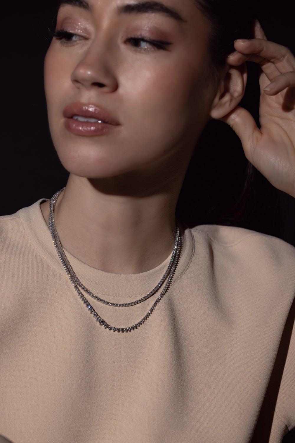 BAGGINS-Diamond Riviera Necklace - White Gold-WHITE GOLD