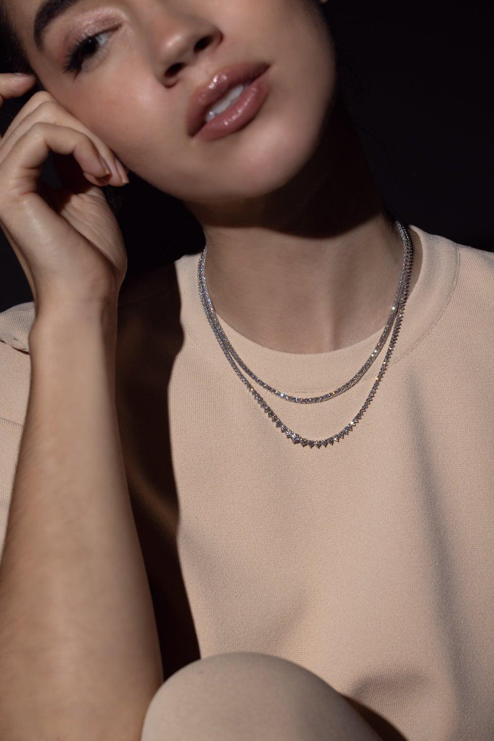 BAGGINS-Diamond Riviera Necklace - White Gold-WHITE GOLD