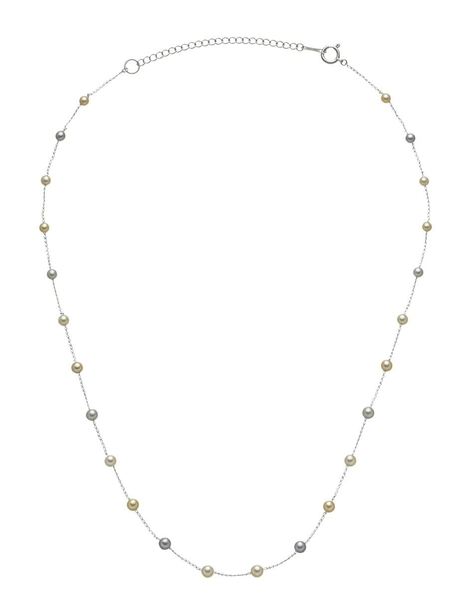 BAGGINS-Multicolor Akoya Pearl Necklace-WHITE GOLD