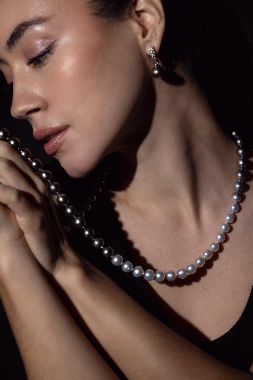 BAGGINS-Ombre Pearl Necklace-WHITE GOLD
