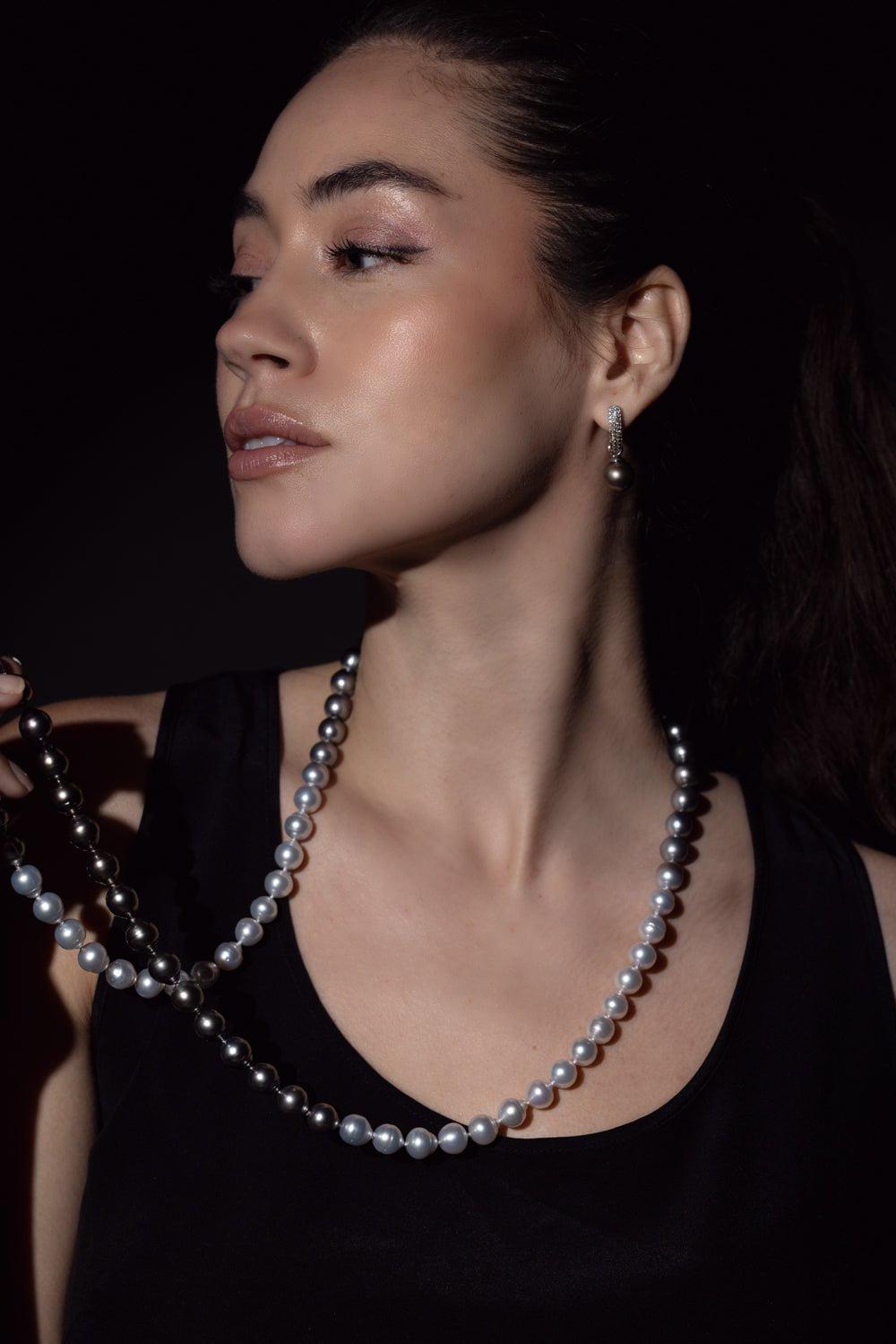 BAGGINS-Ombre Pearl Necklace-WHITE GOLD