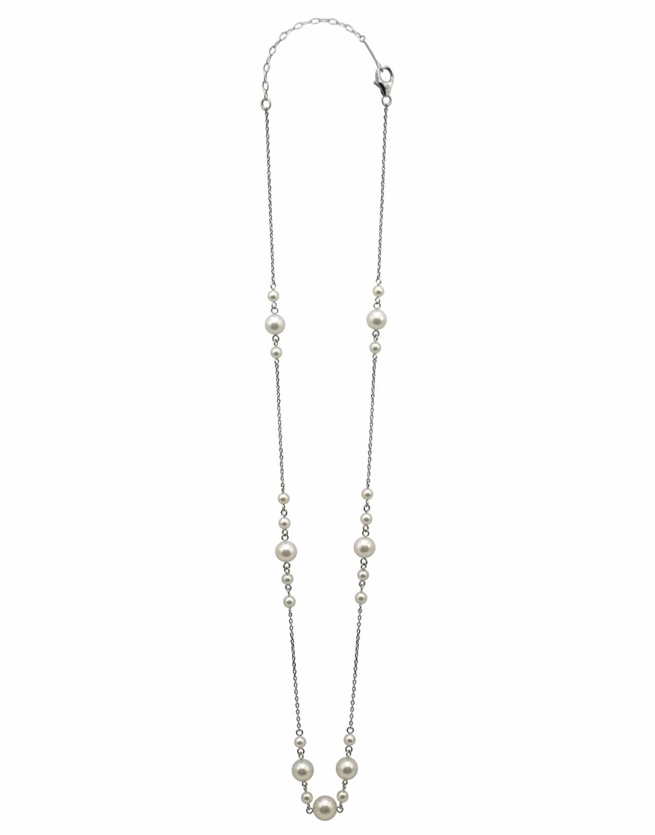 BAGGINS-Round Akoya Pearl Necklace - 18in-WHITE GOLD