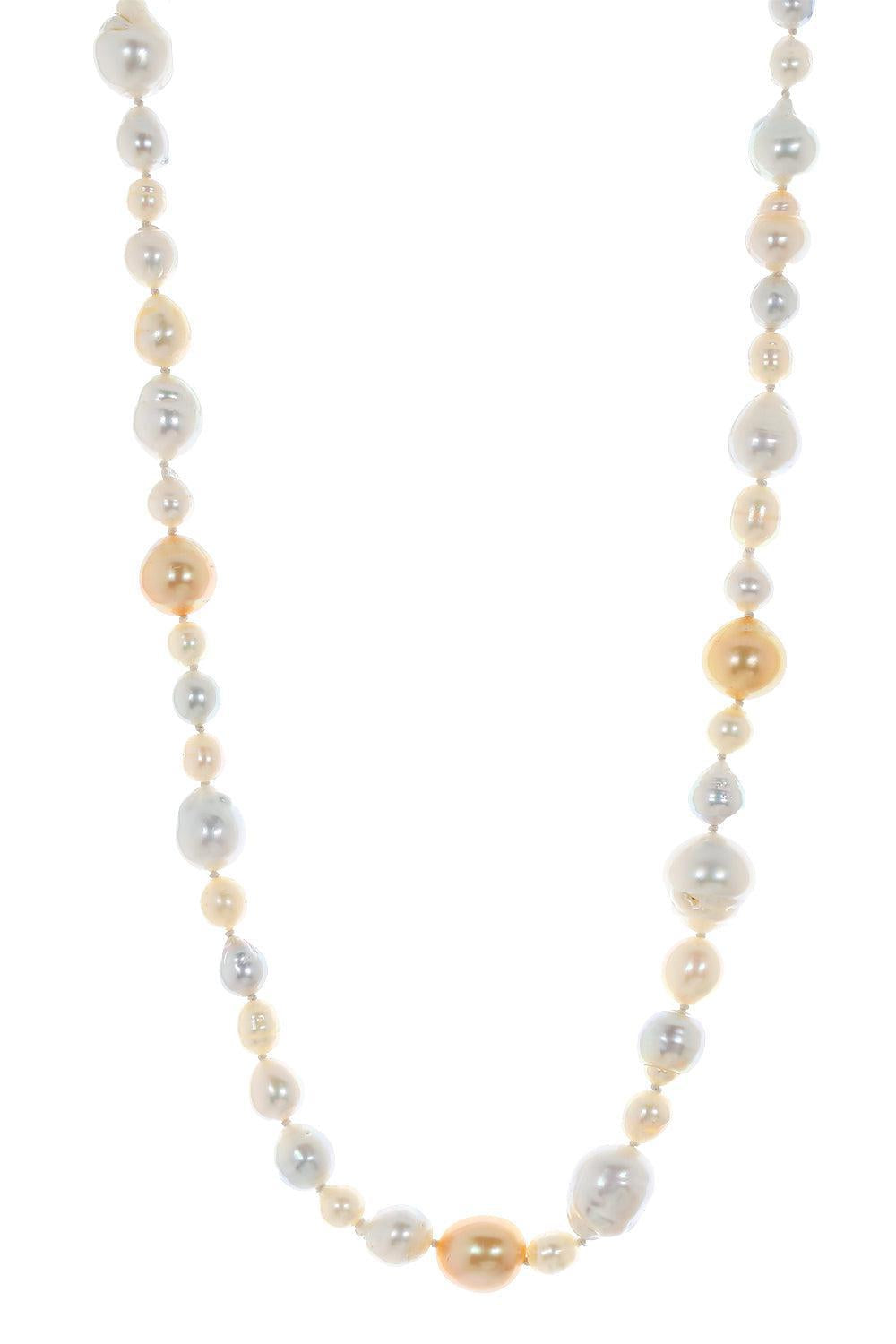Multi Color South Sea Pearl Necklace-YELLOW GOLD-36-JEWELRYFINE JEWELNECKLACE O-BAGGINS
