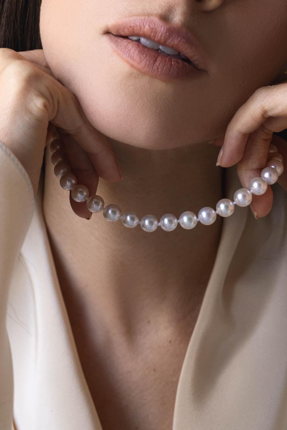 BAGGINS-Akoya Pearl Ball Clip Necklace-YELLOW GOLD