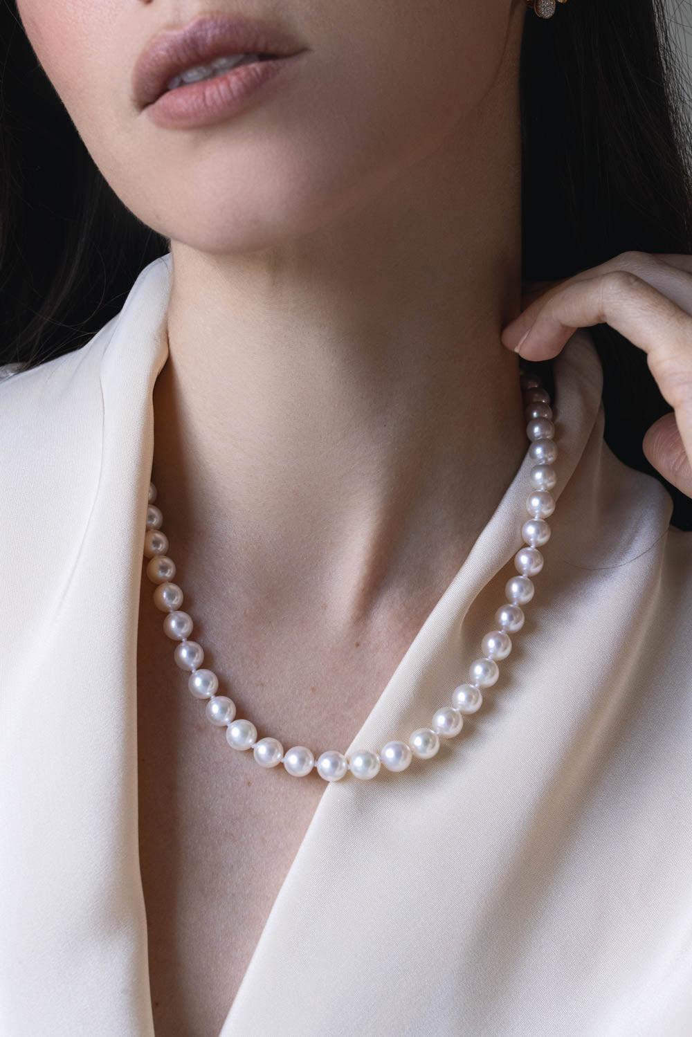 BAGGINS-Akoya Pearl Ball Clip Necklace-YELLOW GOLD