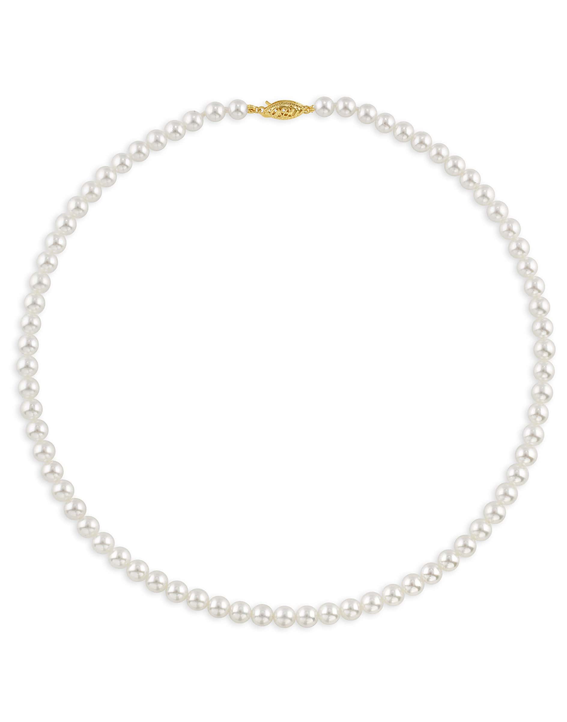 BAGGINS-Akoya Pearl Necklace - 6mm - Yellow Gold-YELLOW GOLD