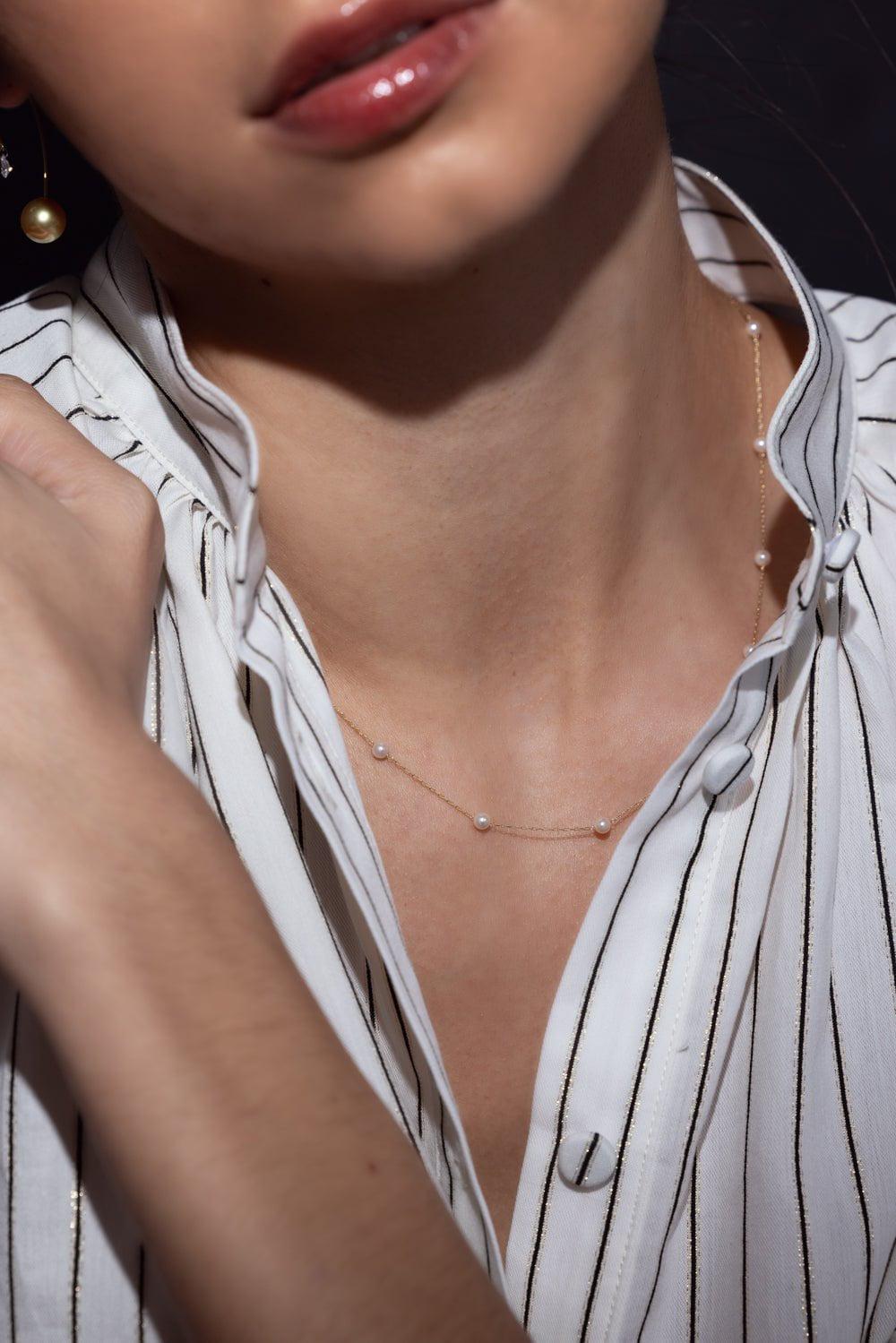 BAGGINS-Baby Akoya Tin Cup Necklace-YELLOW GOLD