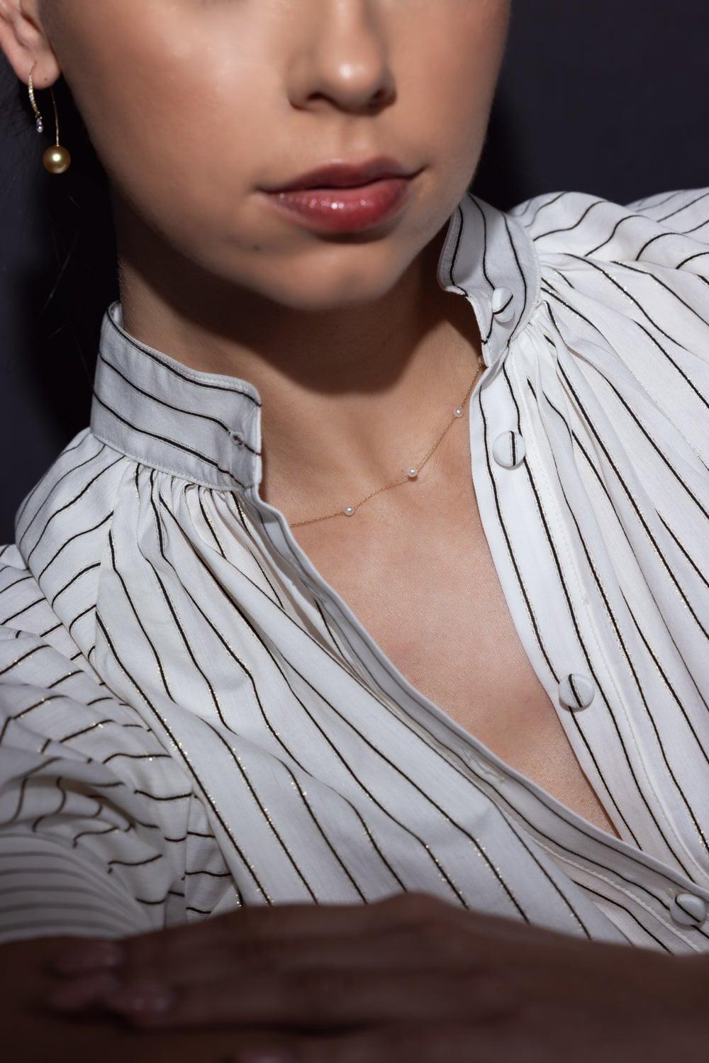 BAGGINS-Baby Akoya Tin Cup Necklace-YELLOW GOLD
