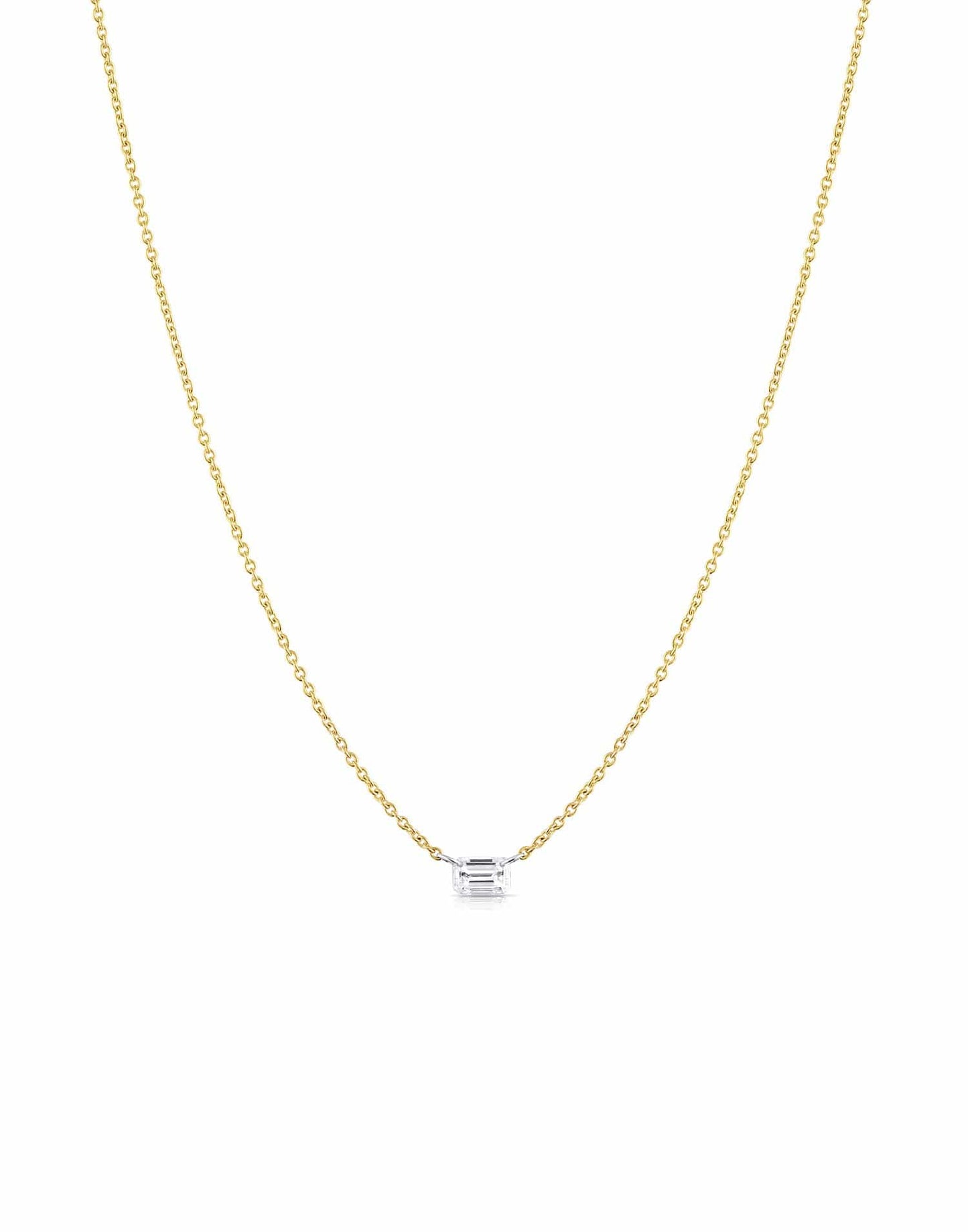 BAGGINS-Emerald Diamond Pendant Necklace - 16in-YELLOW GOLD