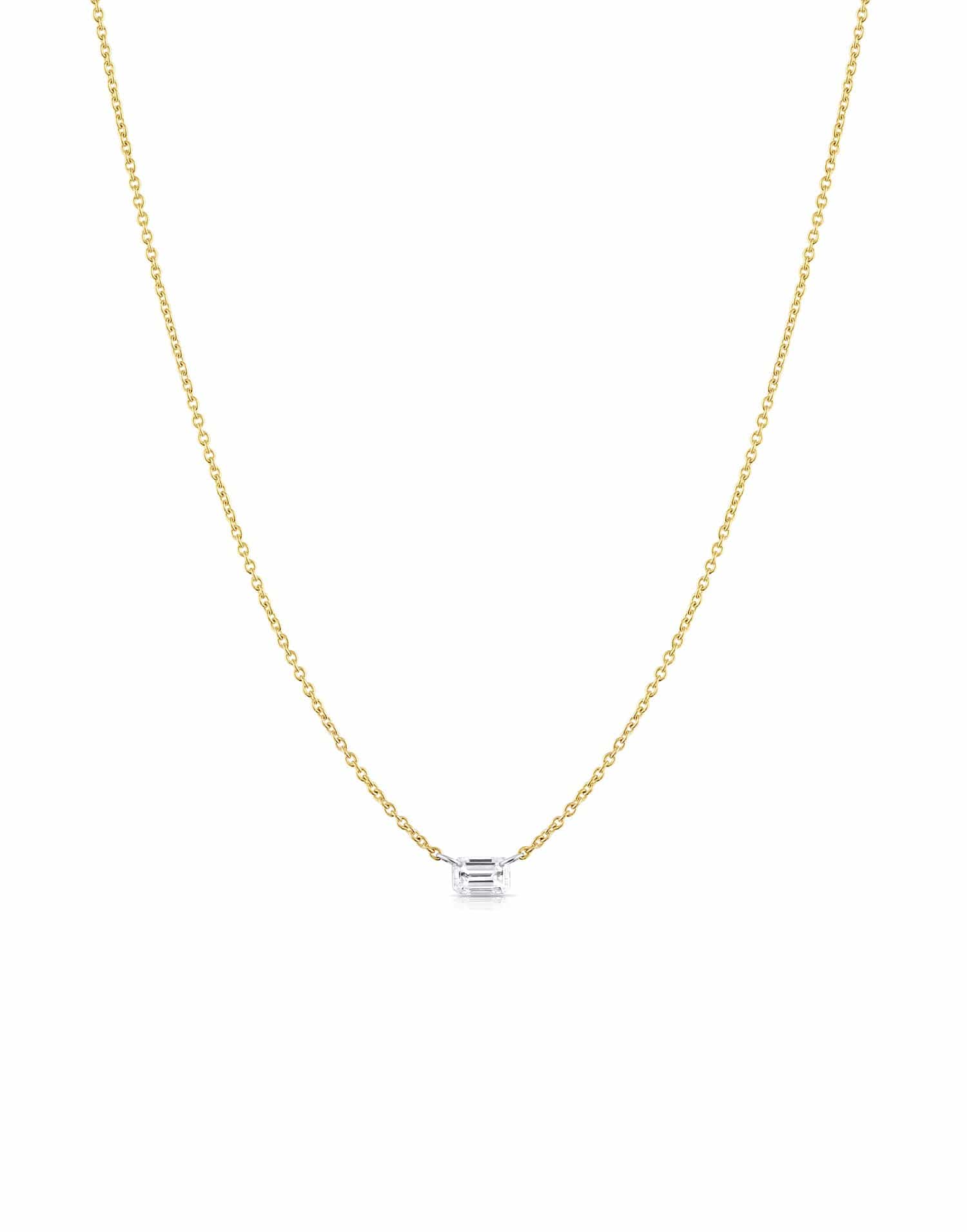 BAGGINS-Emerald Diamond Pendant Necklace - 16in-YELLOW GOLD