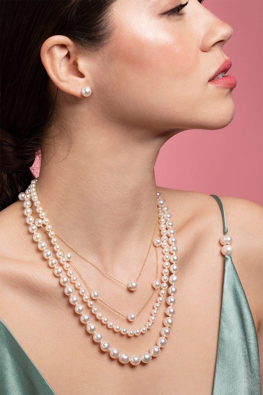 BAGGINS-Sliding Akoya Pearl Necklace-YELLOW GOLD