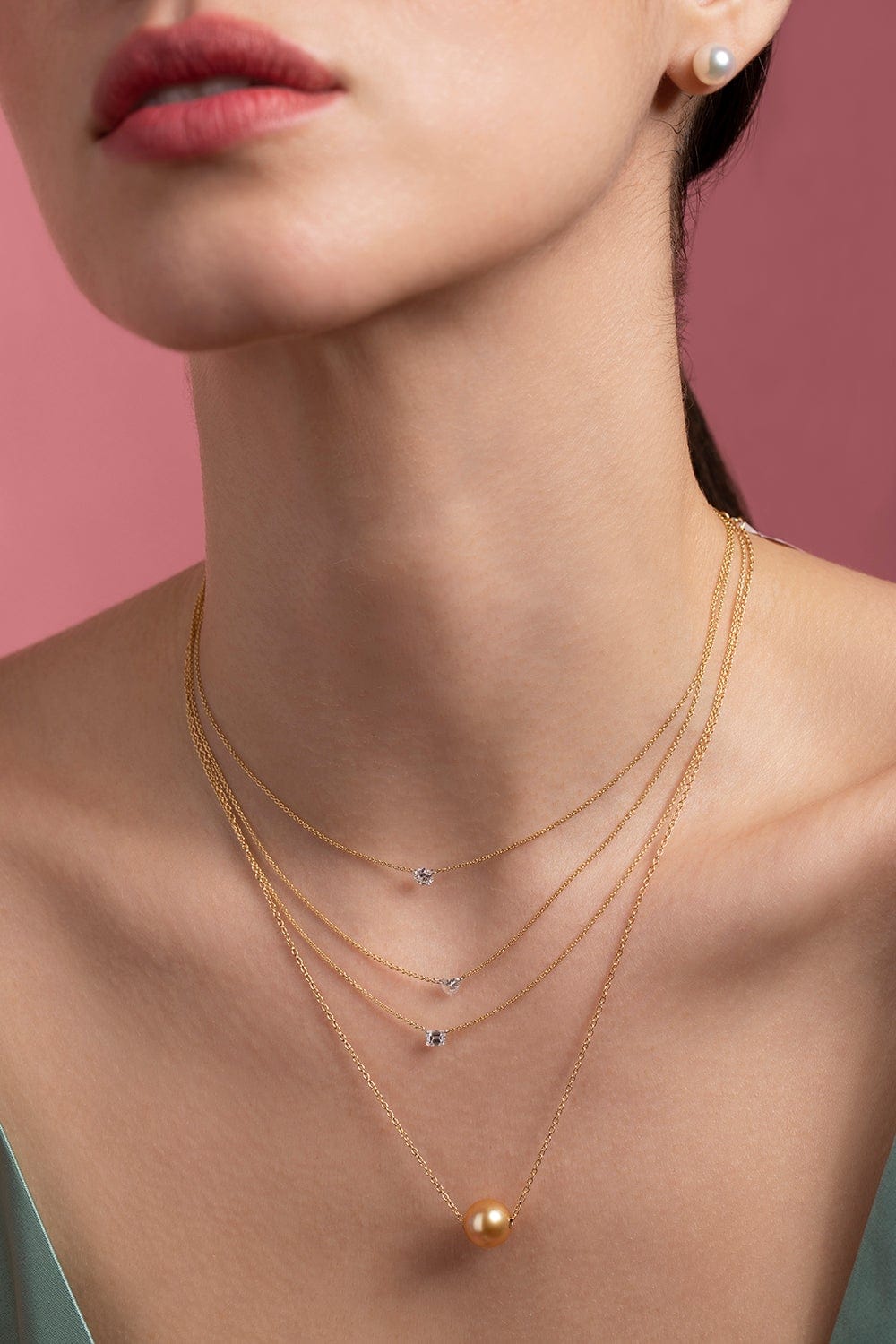 BAGGINS-Sliding Golden South Sea Pearl Necklace-YELLOW GOLD