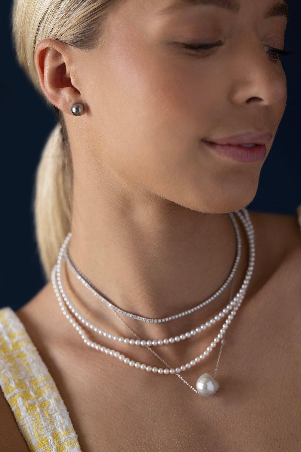 BAGGINS-Yellow Gold Akoya Pearl Necklace-YELLOW GOLD