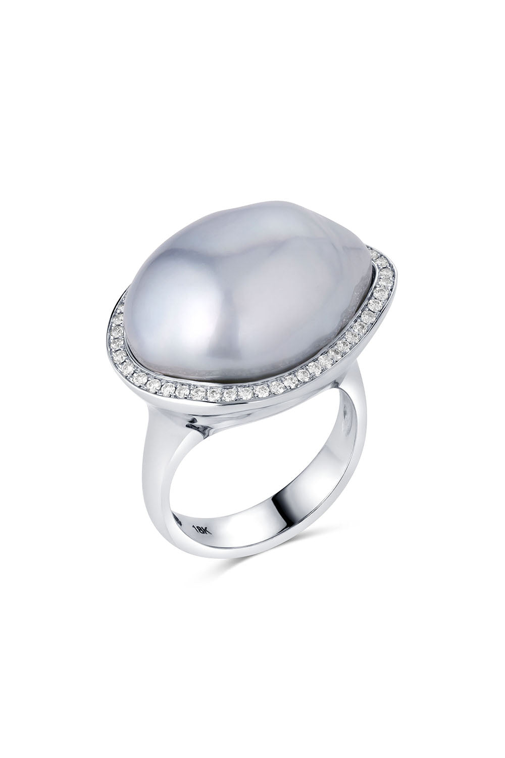BAGGINS-South Sea Baroque Pearl Diamond Ring-WHITE GOLD
