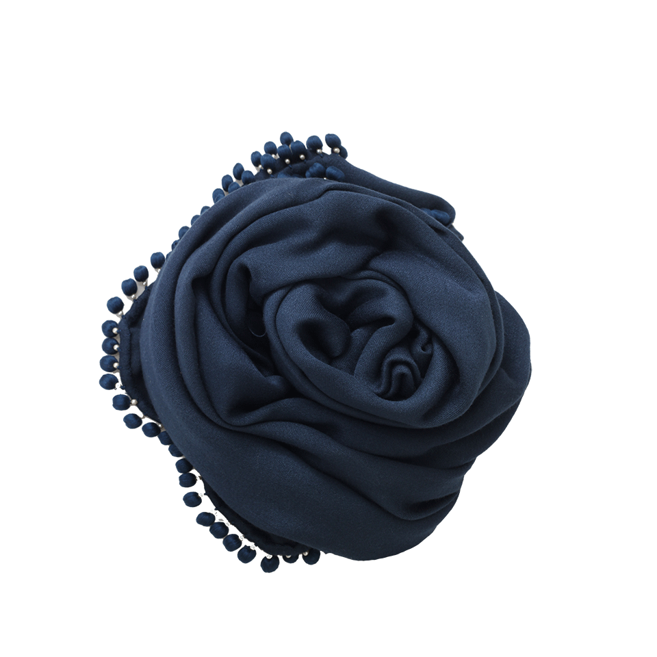 BAJRA SHAWLS-Scarf With Ball Fringe-BLUE