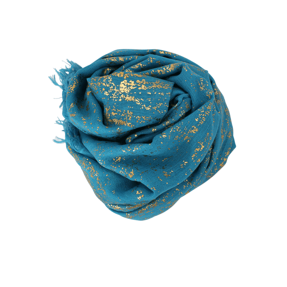 BAJRA SHAWLS-Splatter On Wool Shawl-BLU/GOLD