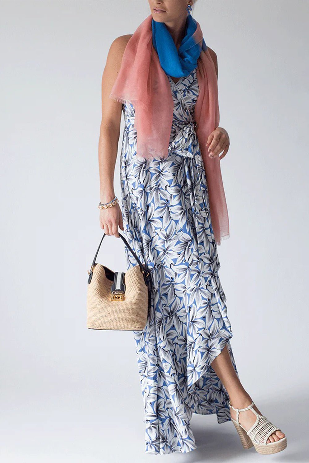 BAJRA SHAWLS-Dip Dyed Ombre Shawl-PNK/BLU