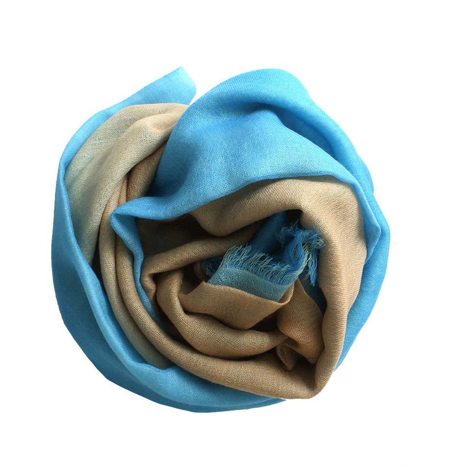 BAJRA SHAWLS-Ombre Shawl-TAN/BLUE