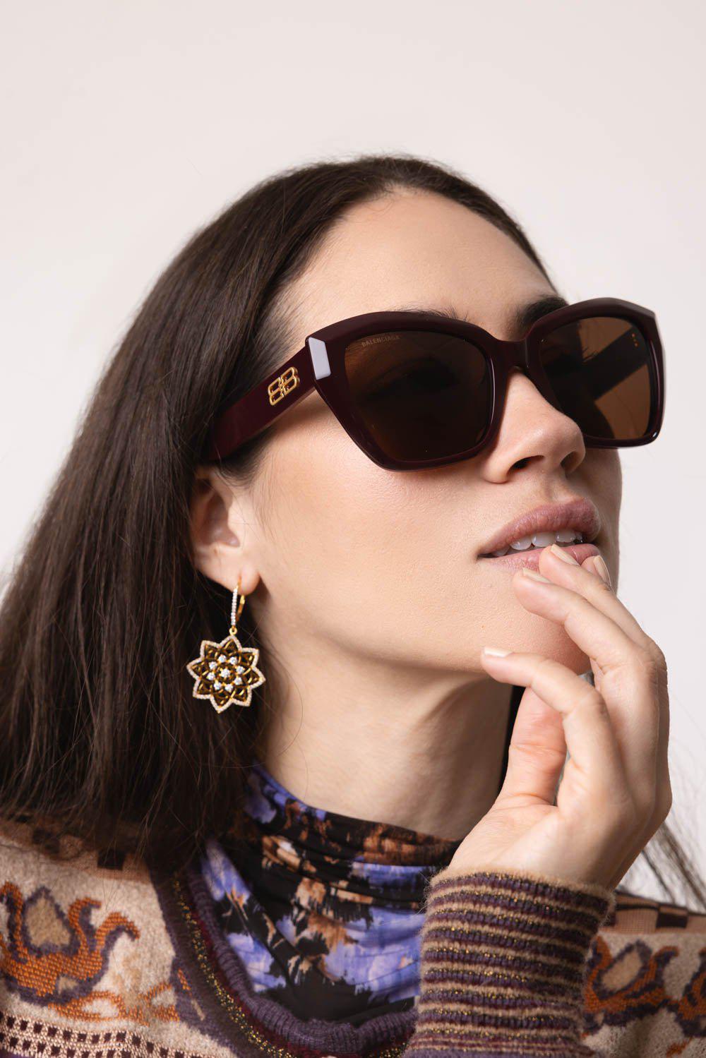 BALENCIAGA-Square Sunglasses-BRN/BRN