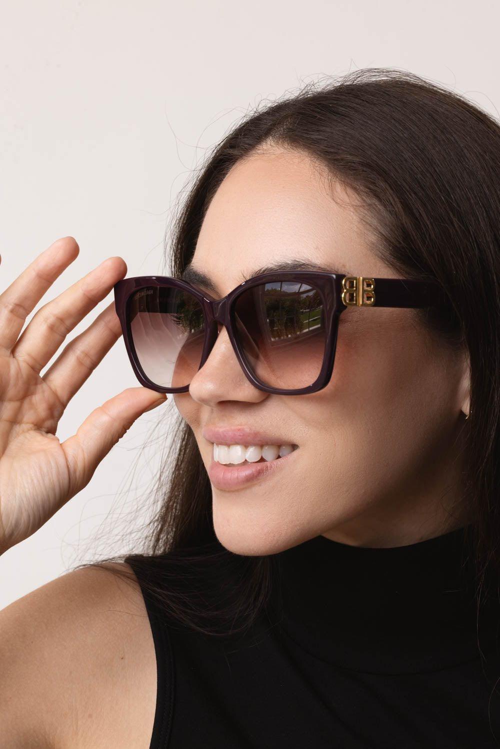 BALENCIAGA-Logo Sunglasses - Violet-VIOGLDRD