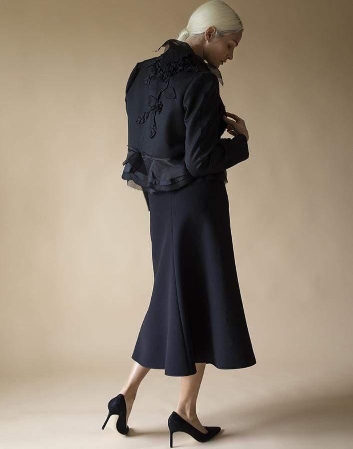 BALENCIAGA-Snap Detail Midi Flare Skirt-BLACK